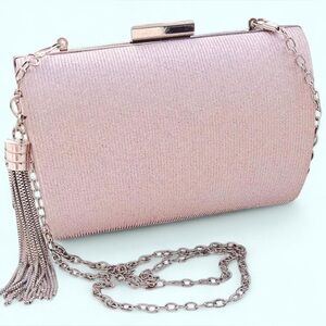 NWOT~Shimmery Pale Pink Formal Baguette/Clutch